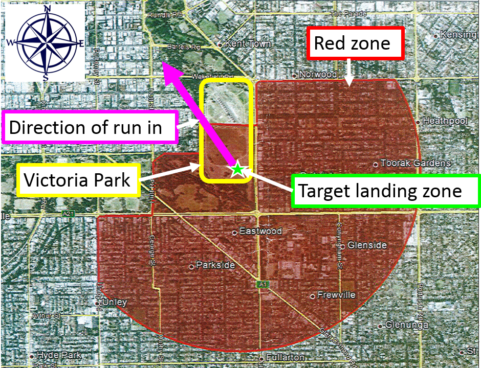 Figure 1: Drop area agreed between Australian Parachute Federation and Airservices Australia
